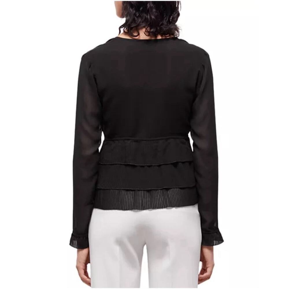 NWT The Kooples Black Pleated V-Neck Top Size XS $215 - Picture 3 of 10
